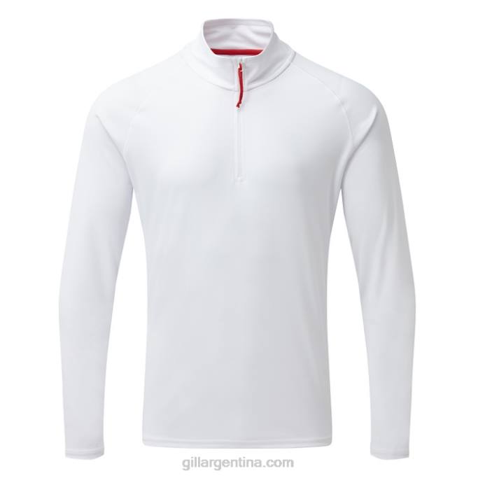 camiseta de manga larga con cremallera uv tec para hombre Gill Marine 048T556 blanco